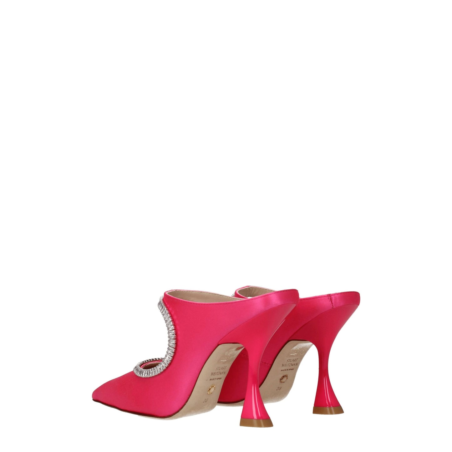 Stuart Weitzman – Rosa Satin-Sandalen mit Stilettoabsatz