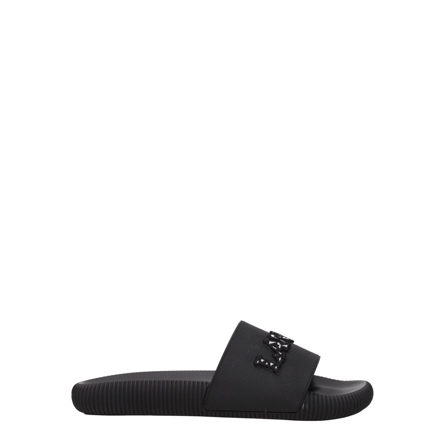 Sandales chaussons en coton noir Lanvin
