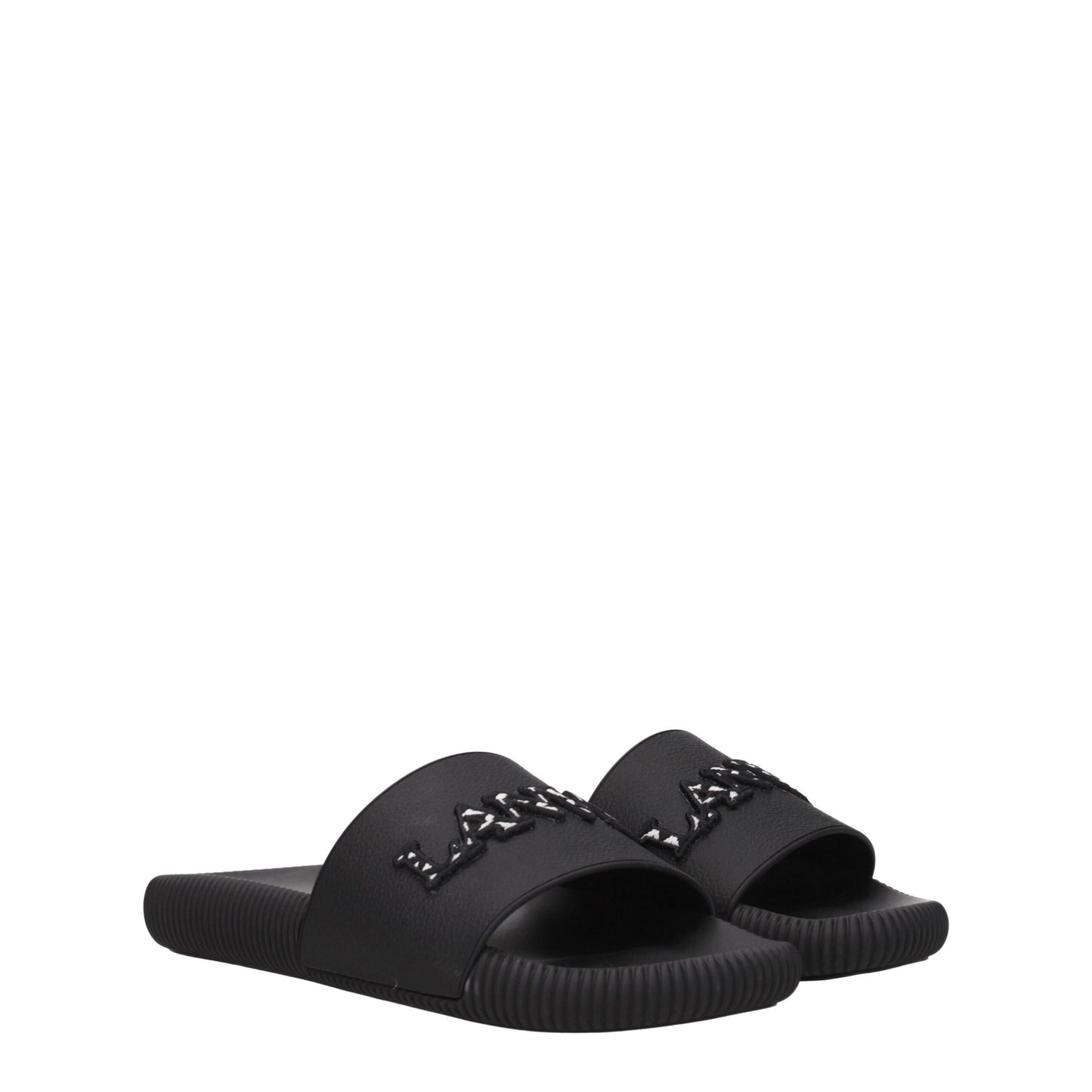 Sandales chaussons en coton noir Lanvin