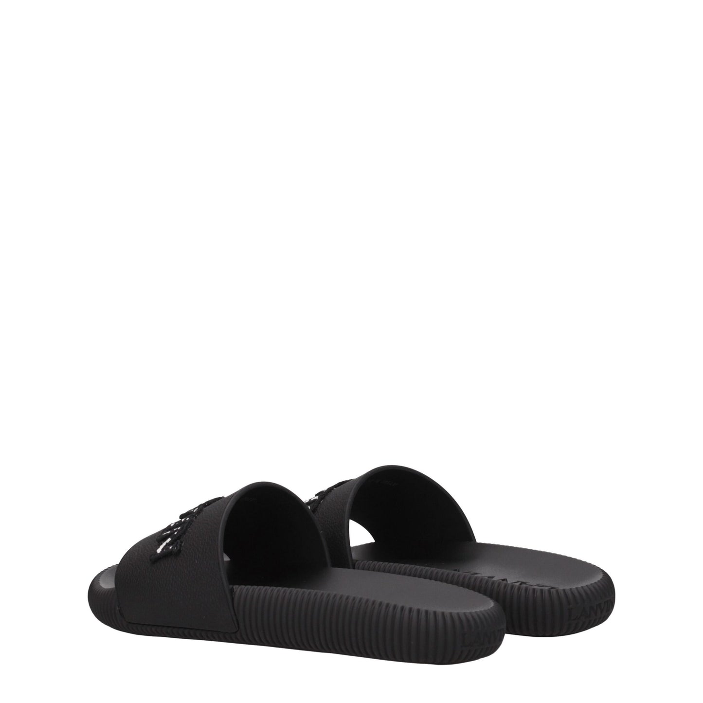 Sandales chaussons en coton noir Lanvin