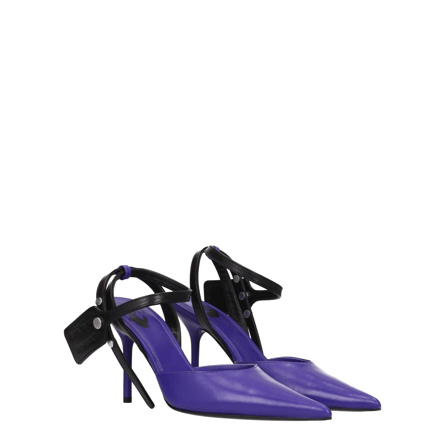 Escarpins à talons hauts en cuir violet blanc cassé