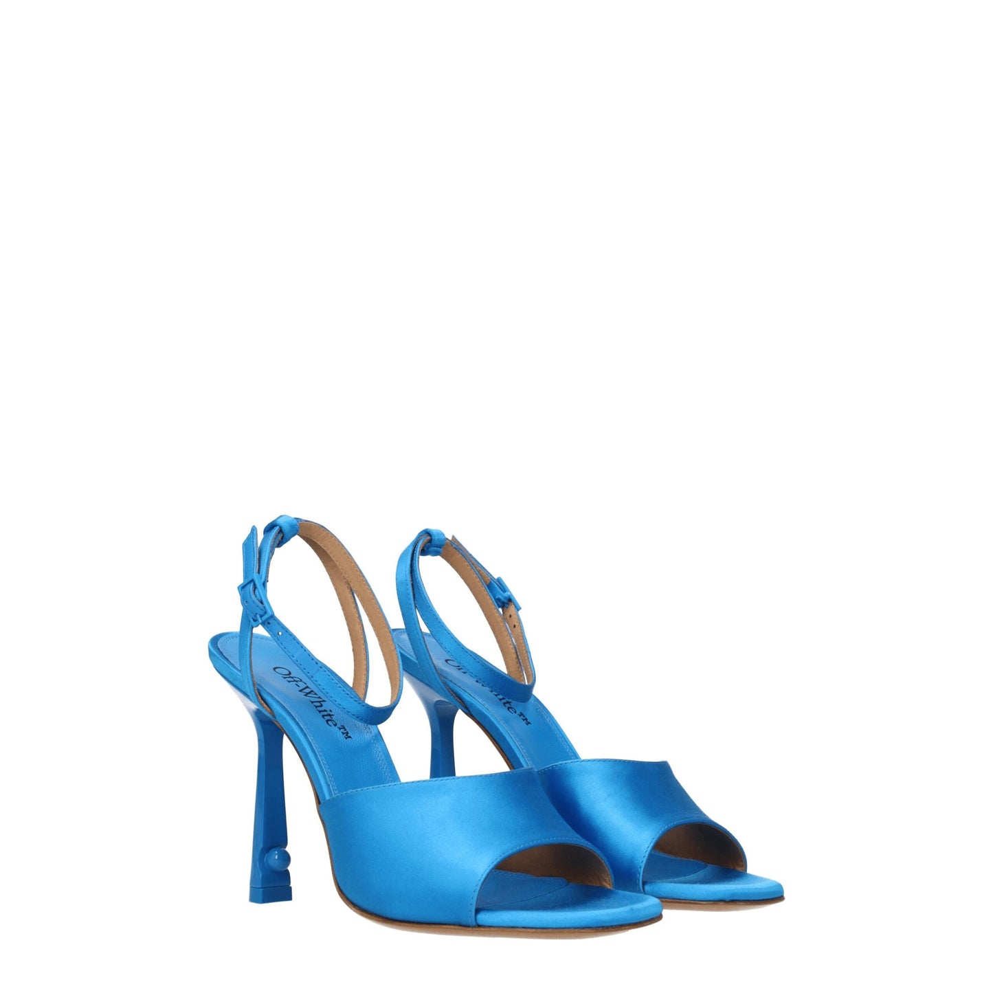 Off-White Blau Satin Stiletto Heels Sandalen