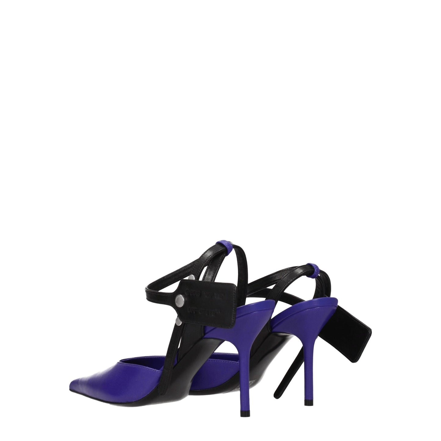 Escarpins à talons hauts en cuir violet blanc cassé