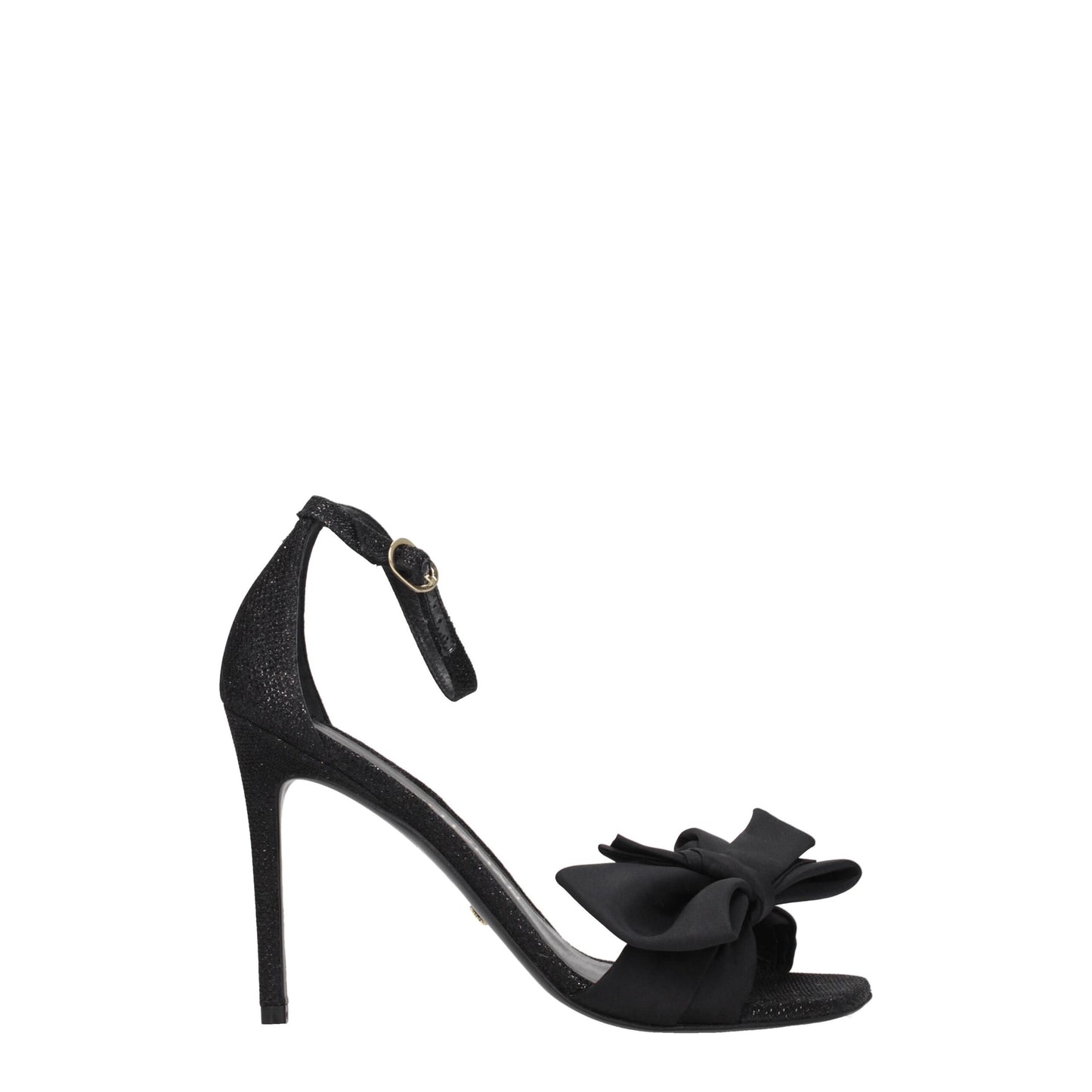 Sandales à talons aiguilles en satin noir Stuart Weitzman