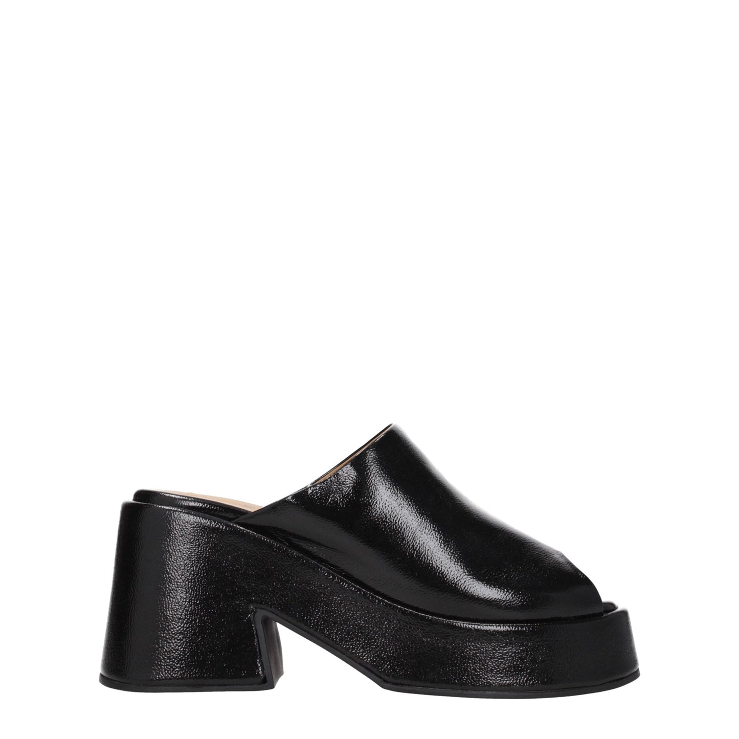 Ganni – Schwarze Leder-Slipper-Sandalen