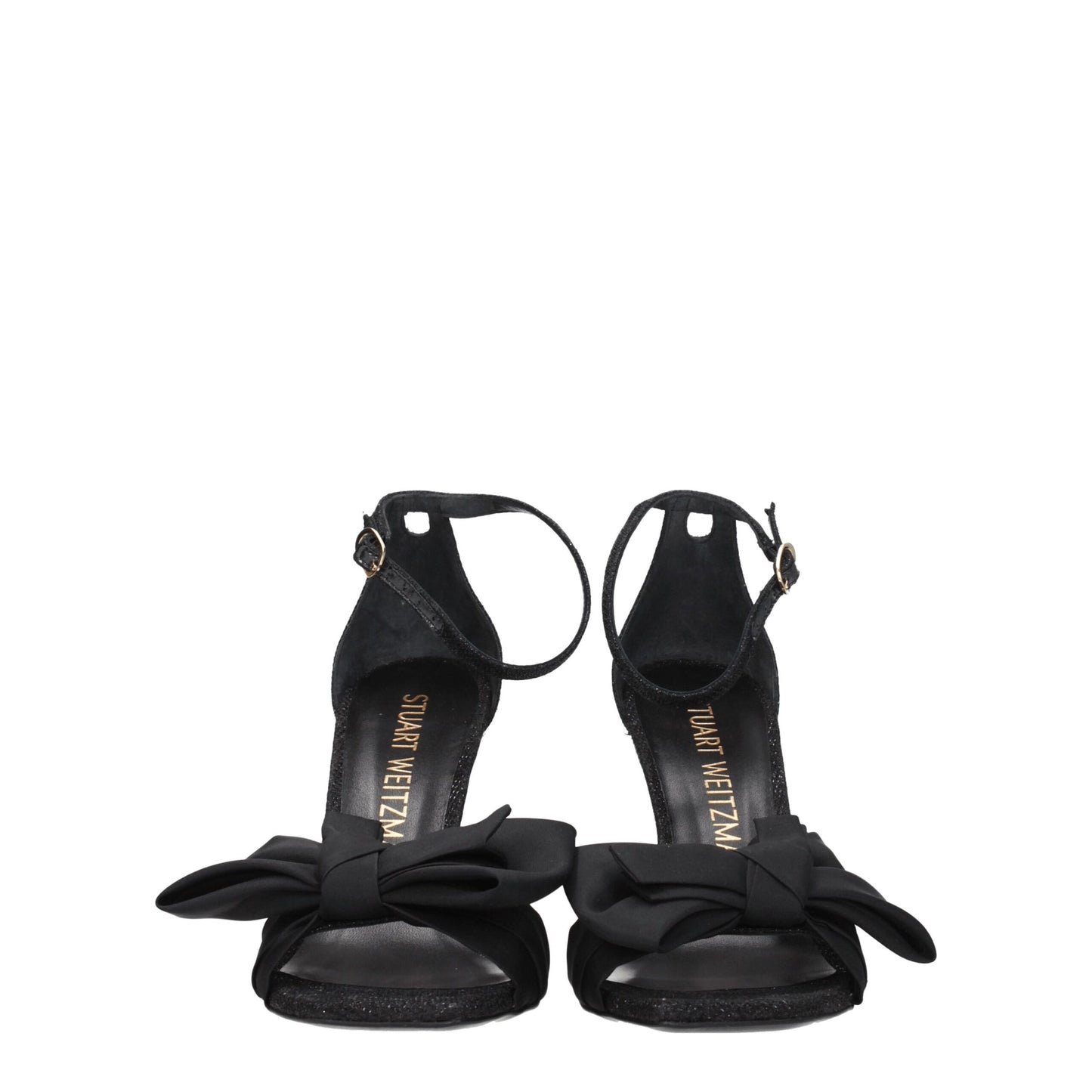 Sandales à talons aiguilles en satin noir Stuart Weitzman