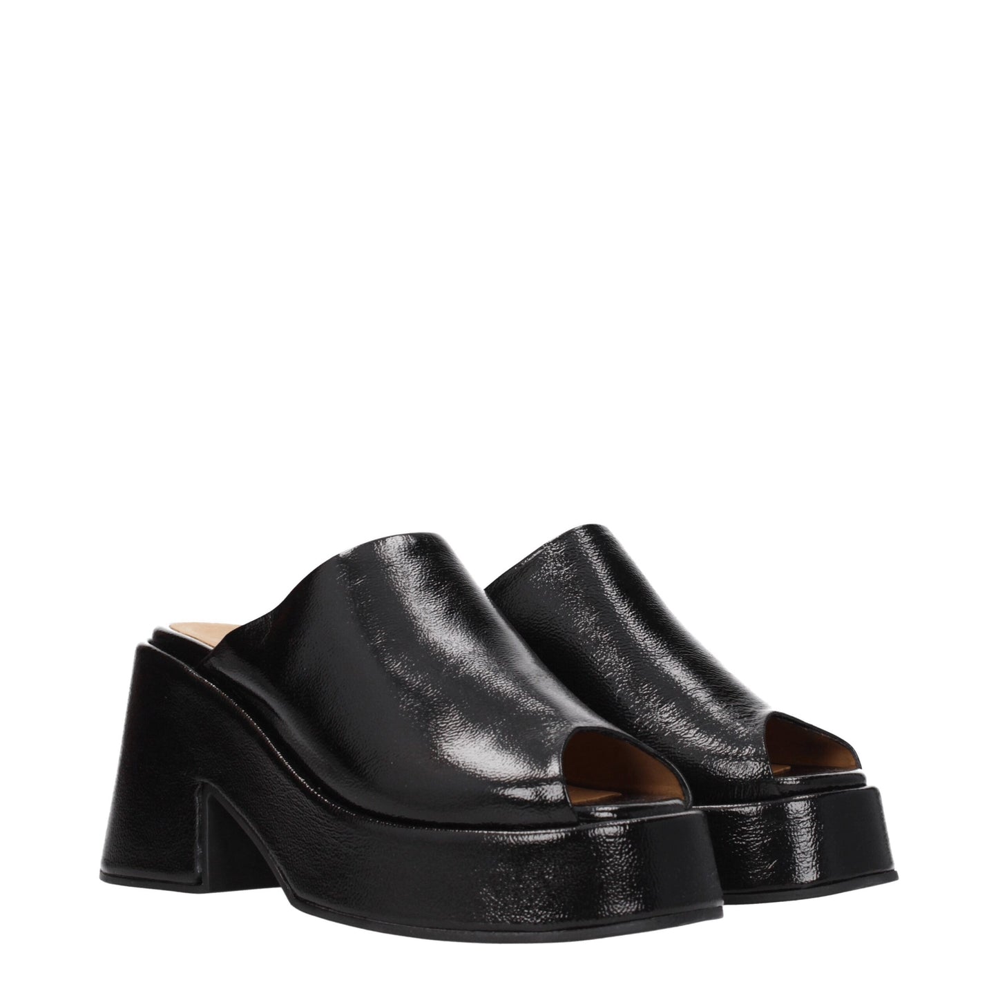 Ganni – Schwarze Leder-Slipper-Sandalen