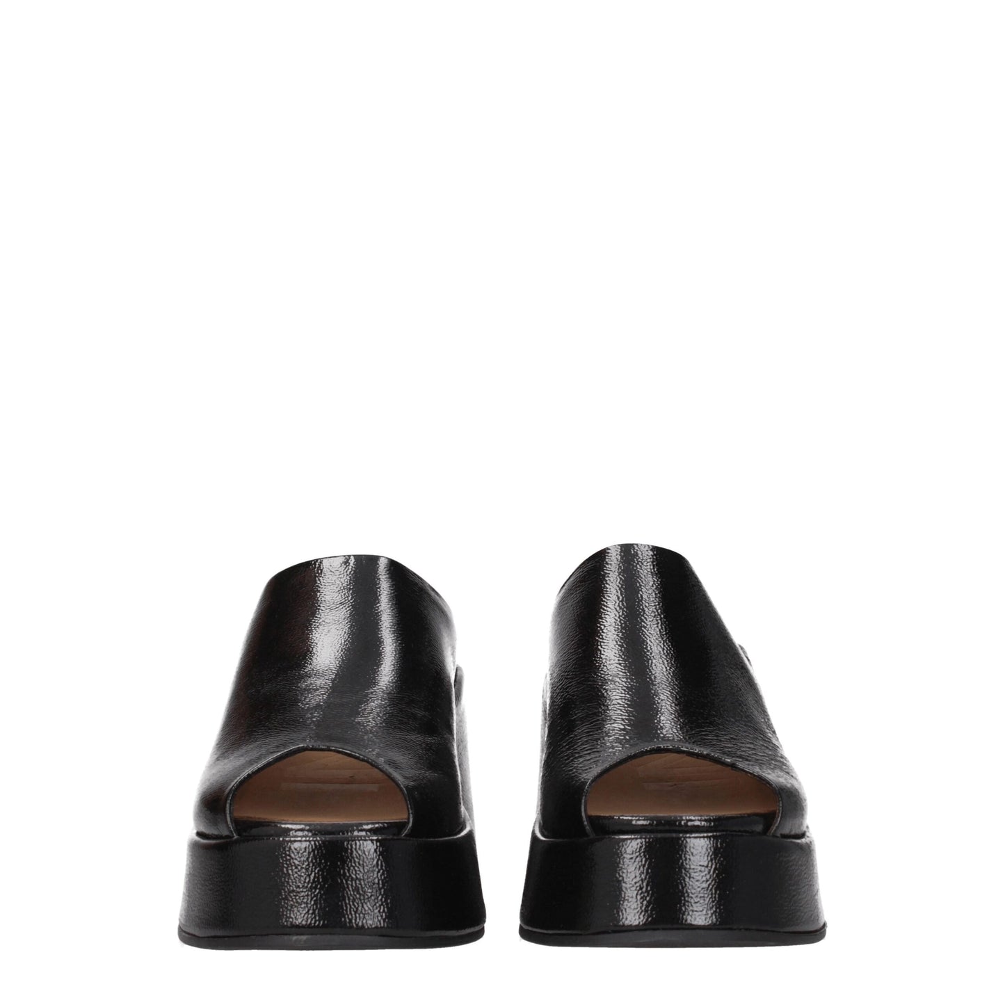 Ganni – Schwarze Leder-Slipper-Sandalen