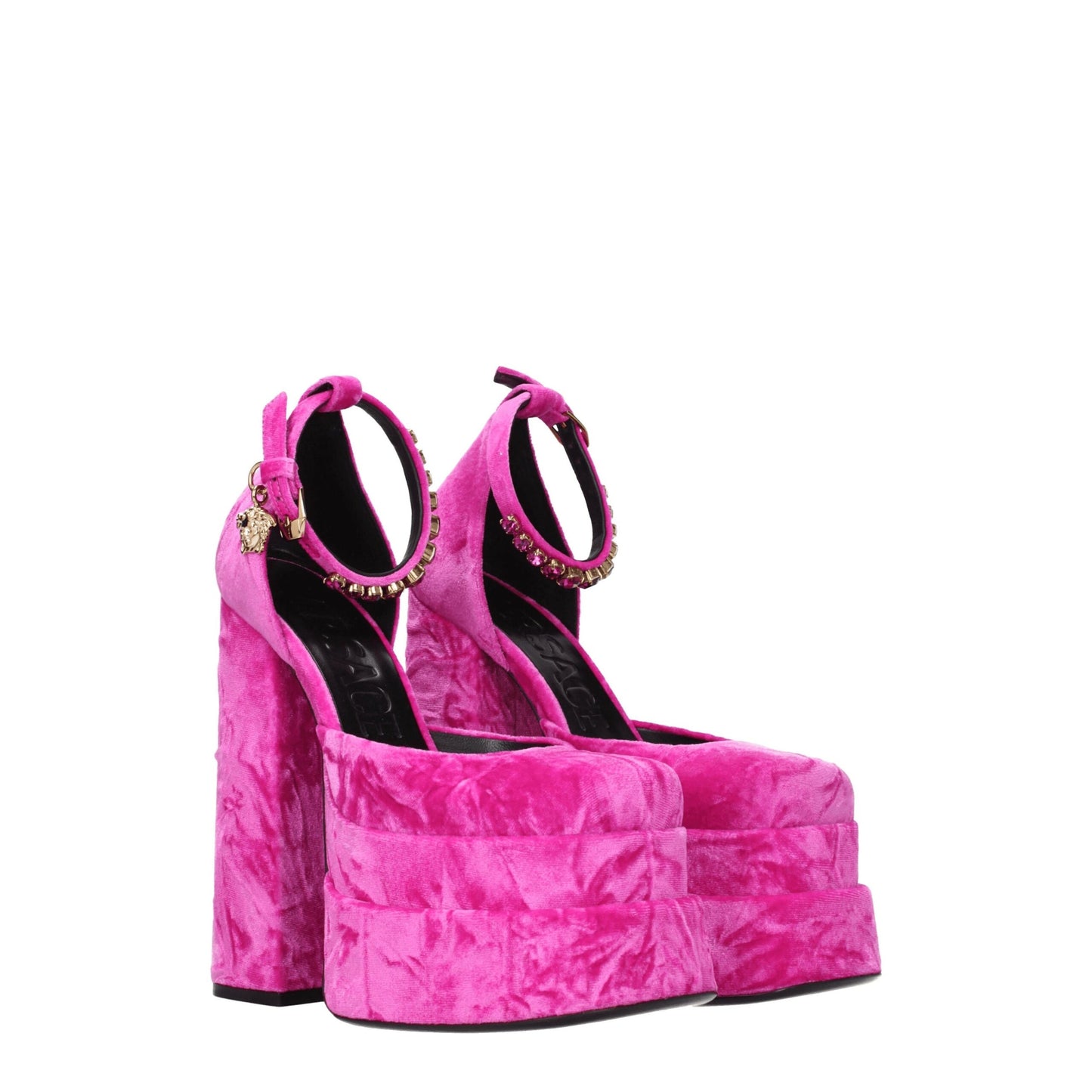 Plateformes en velours rose