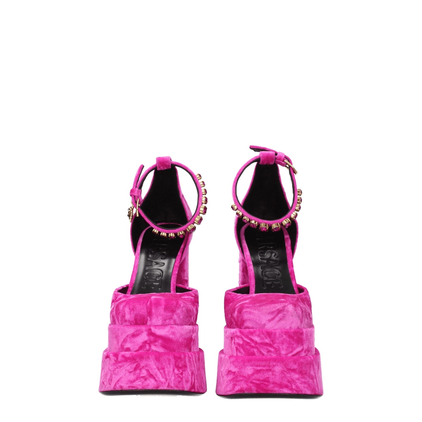 Plateformes en velours rose