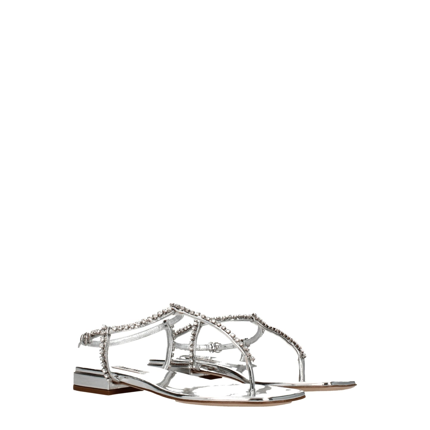 Miu Miu – Graue Flip-Flop-Sandalen aus Leder