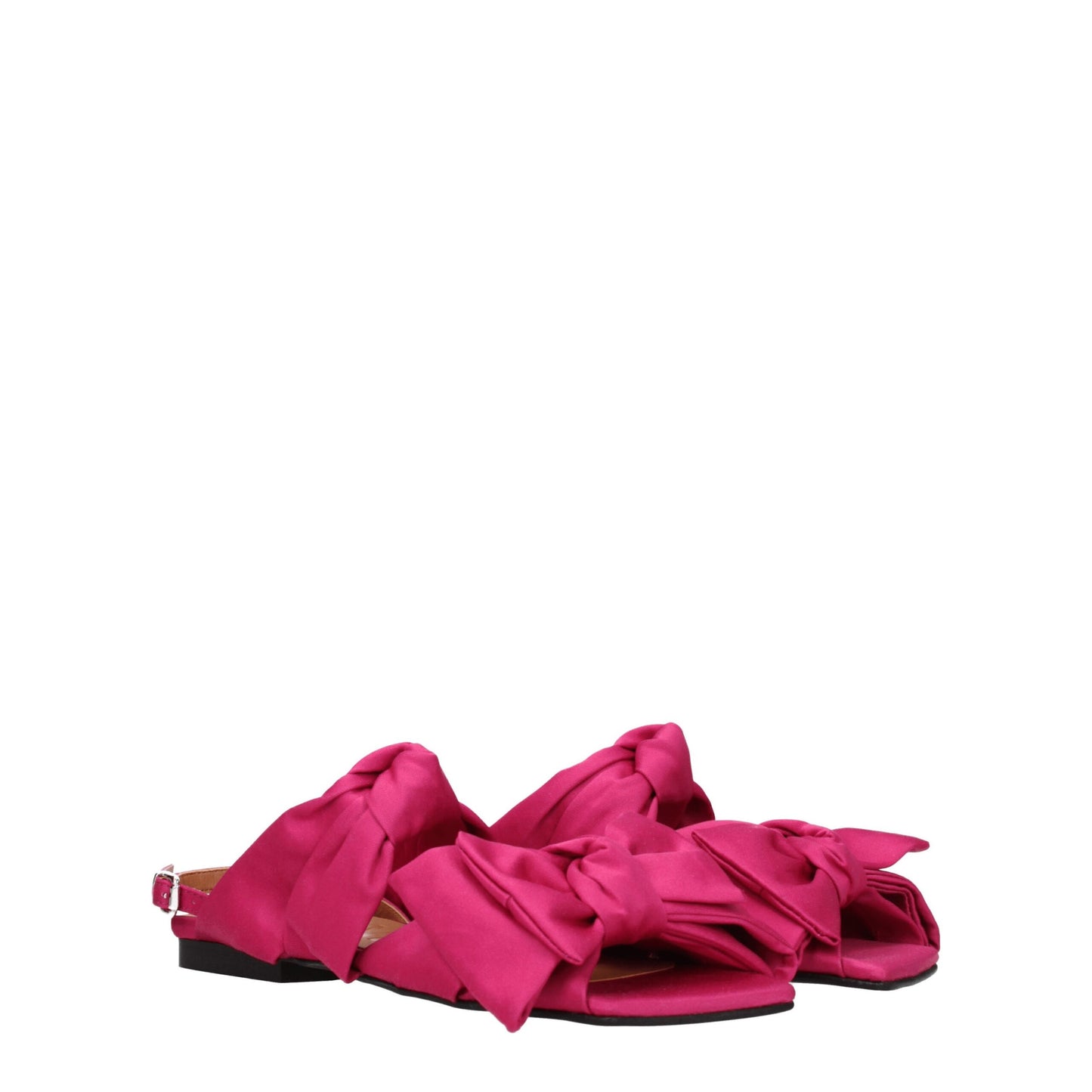 Ganni – Flache Sandalen aus rosa Stoff