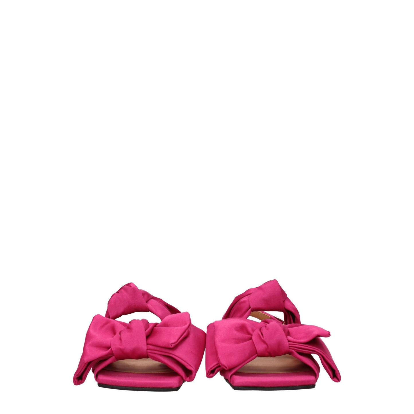 Ganni – Flache Sandalen aus rosa Stoff