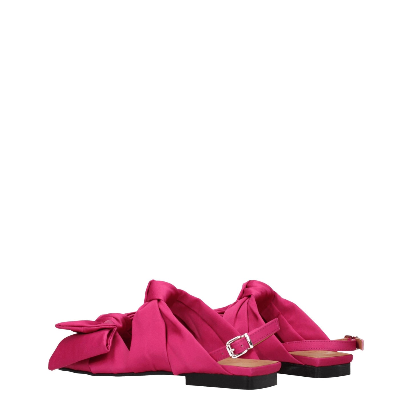 Ganni – Flache Sandalen aus rosa Stoff