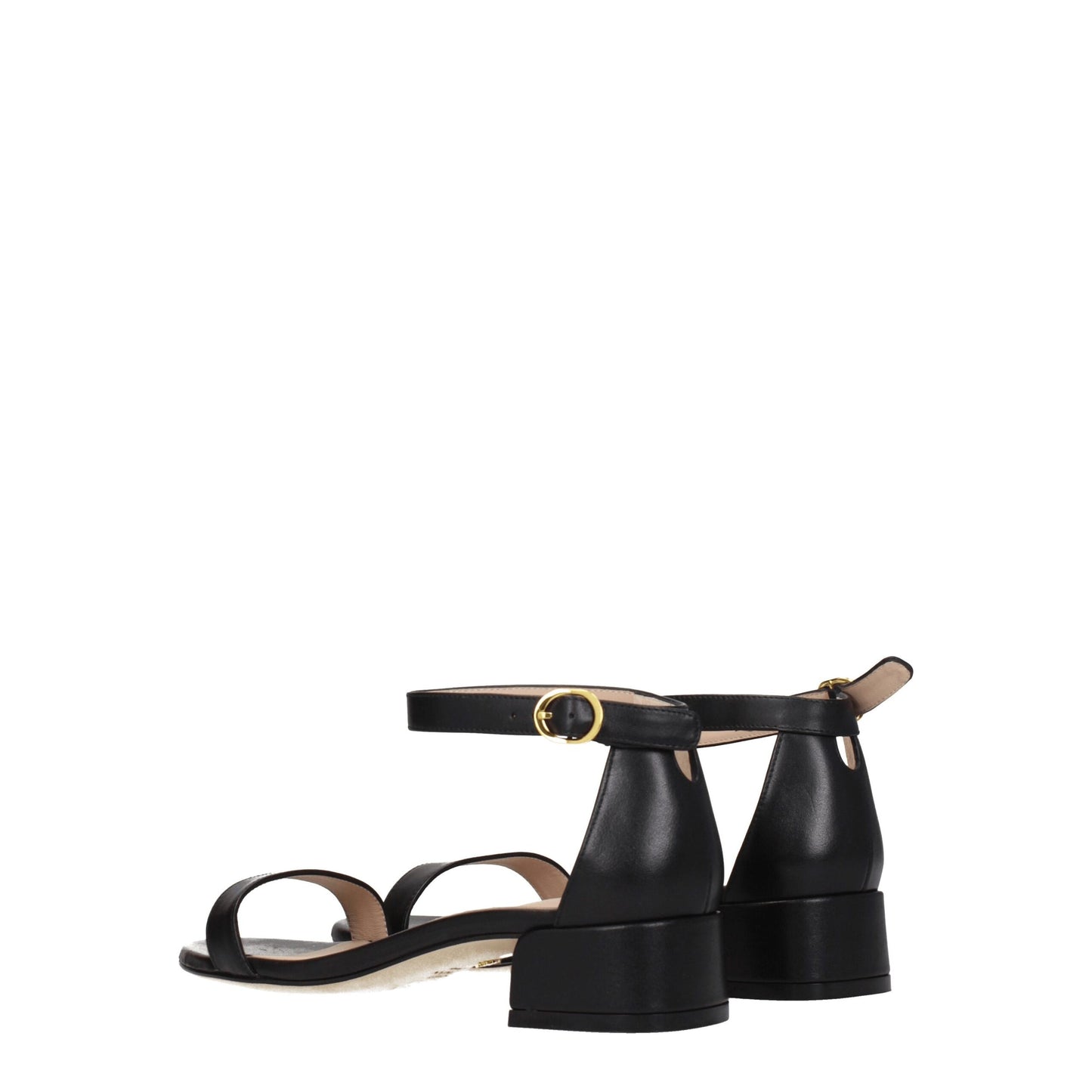Stuart Weitzman – Flache Sandalen aus schwarzem Leder