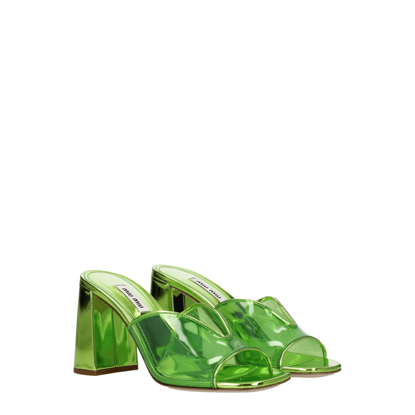 Plateformes en plexiglas vert Miu Miu