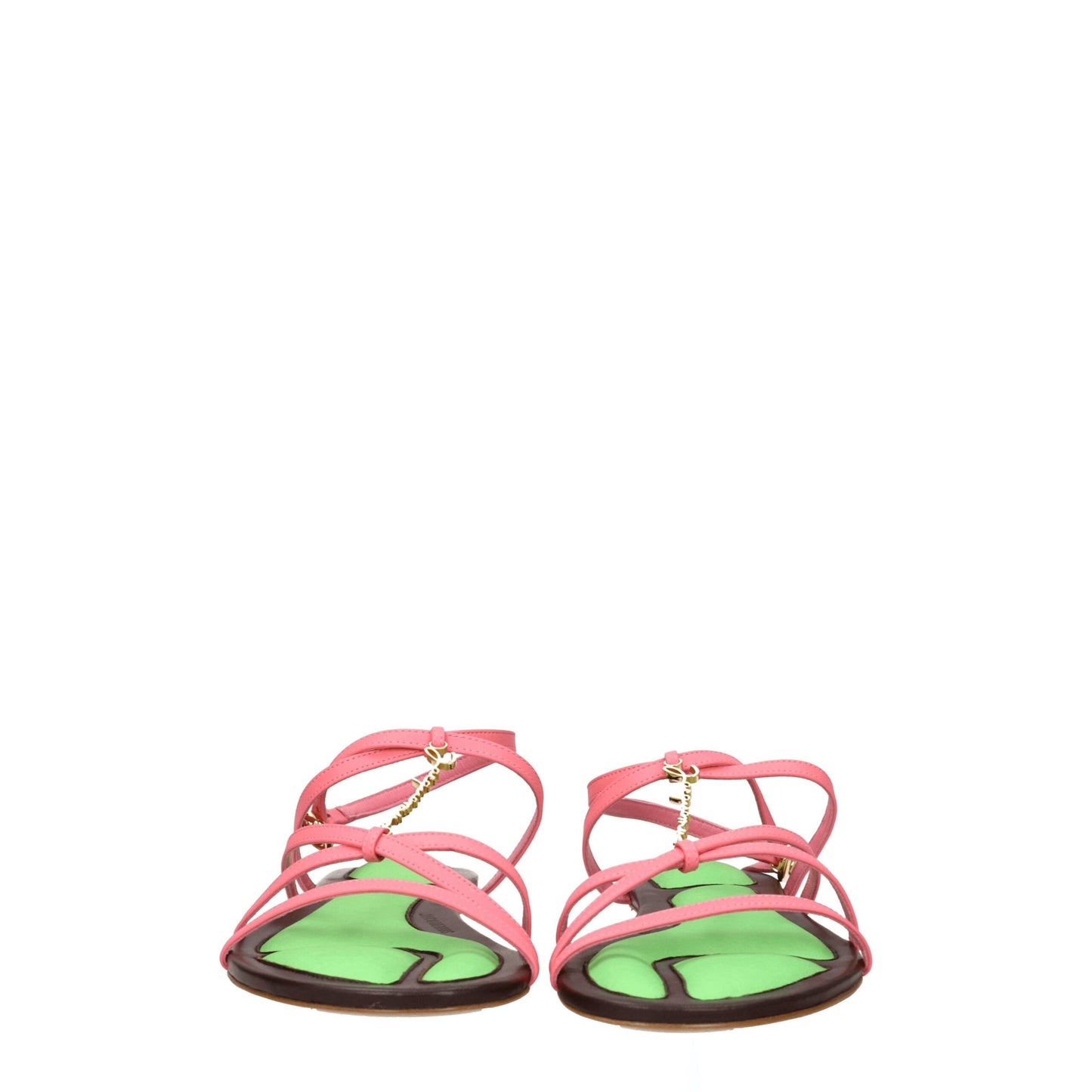 Jacquemus, Rosa, flache Ledersandalen