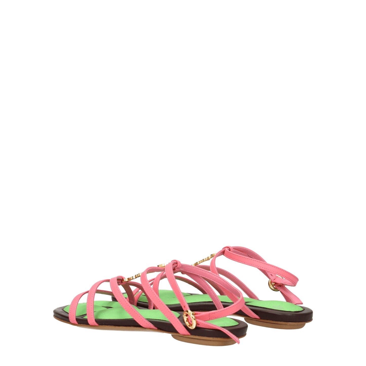 Jacquemus, Rosa, flache Ledersandalen