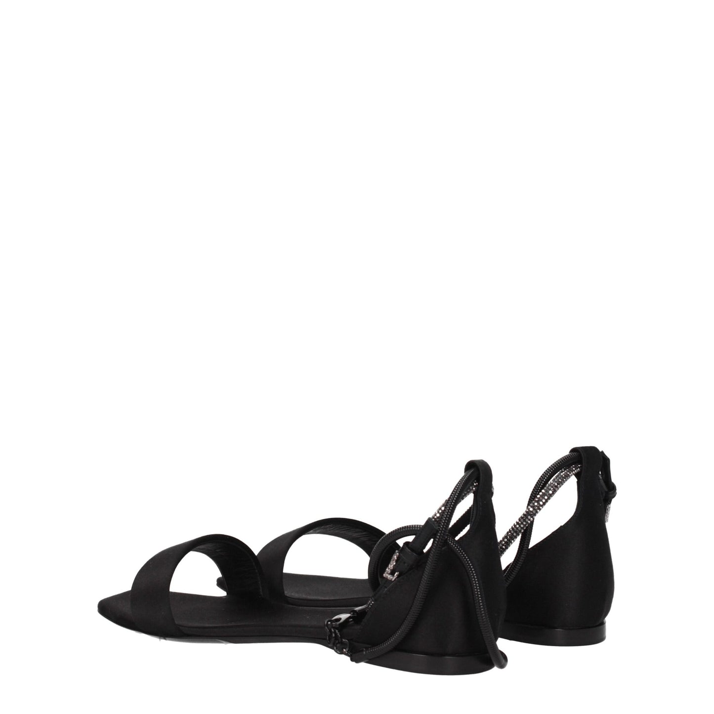 Max Mara – Flache Sandalen aus schwarzem Satin