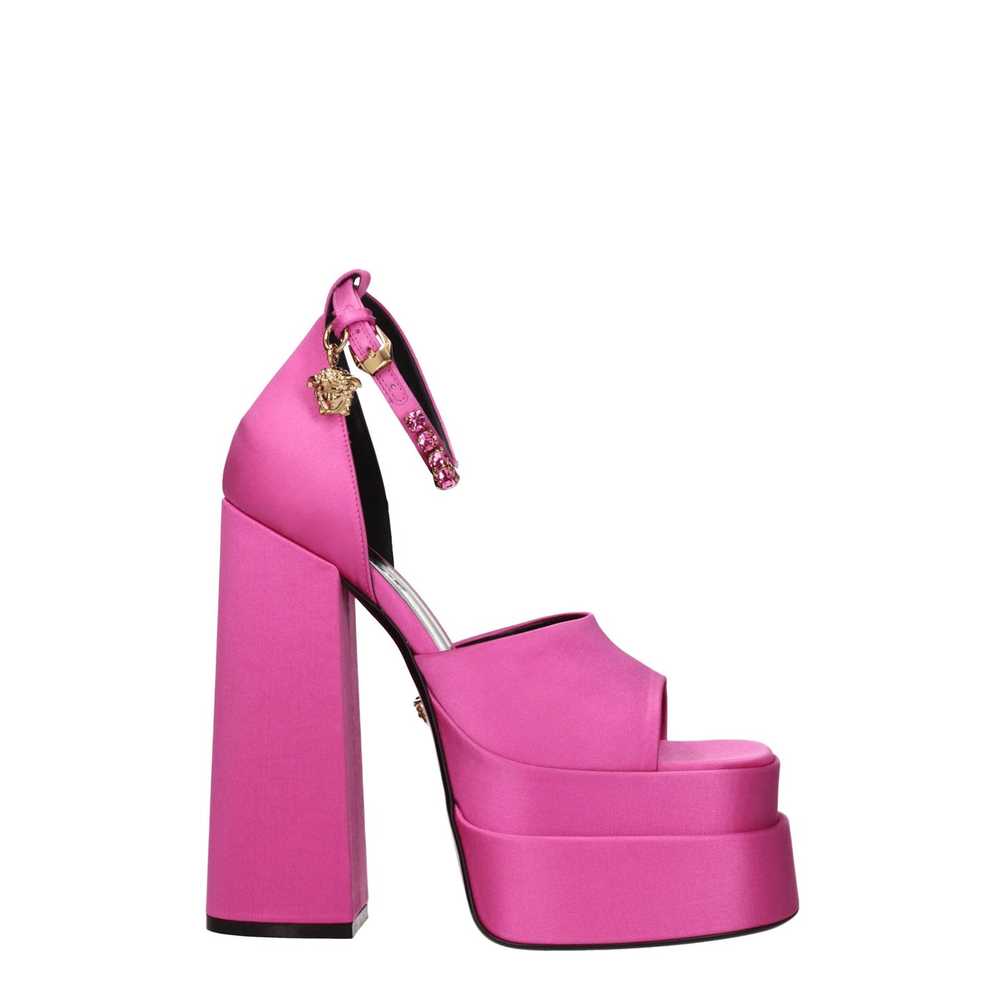 Plateformes en satin rose