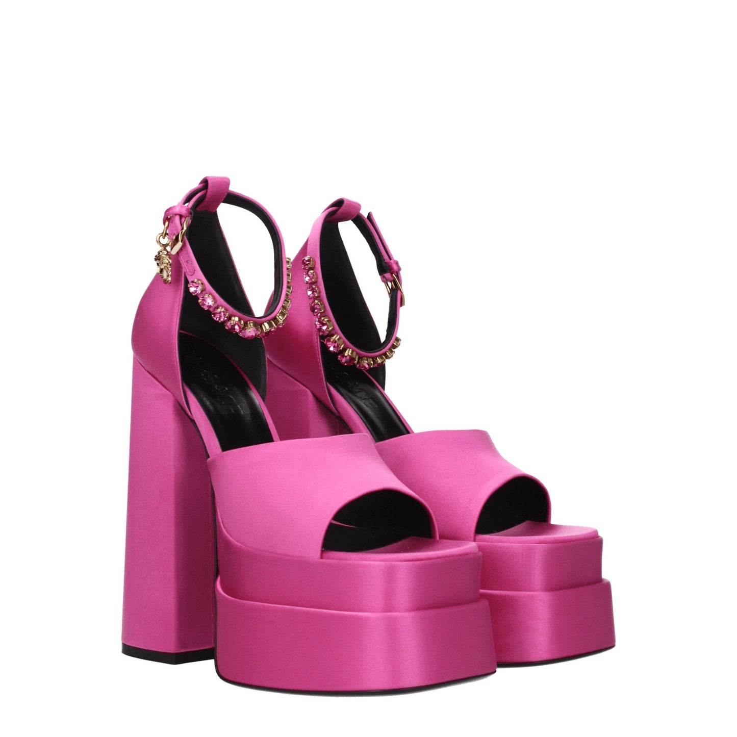 Plateformes en satin rose