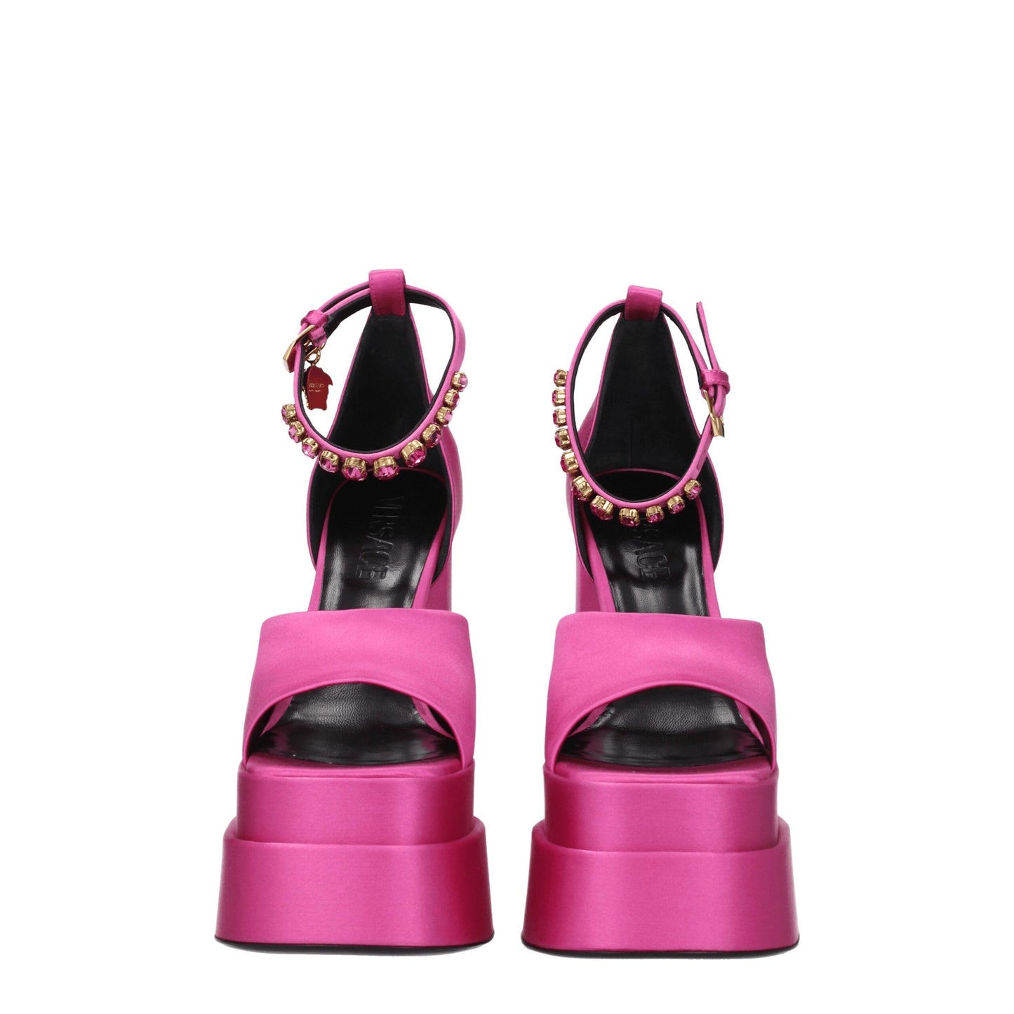 Plateformes en satin rose