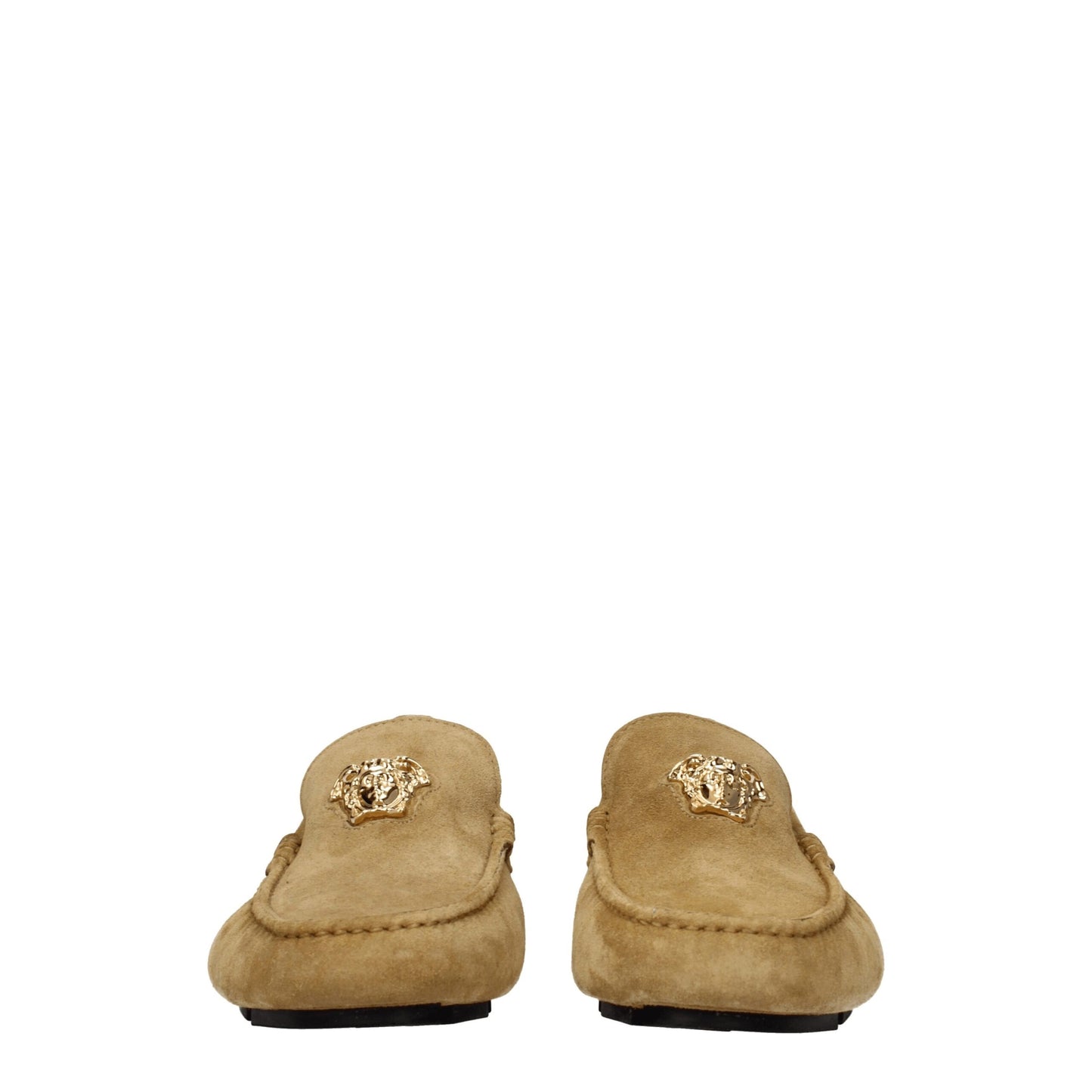 Mocassins à enfiler en cuir beige Versace