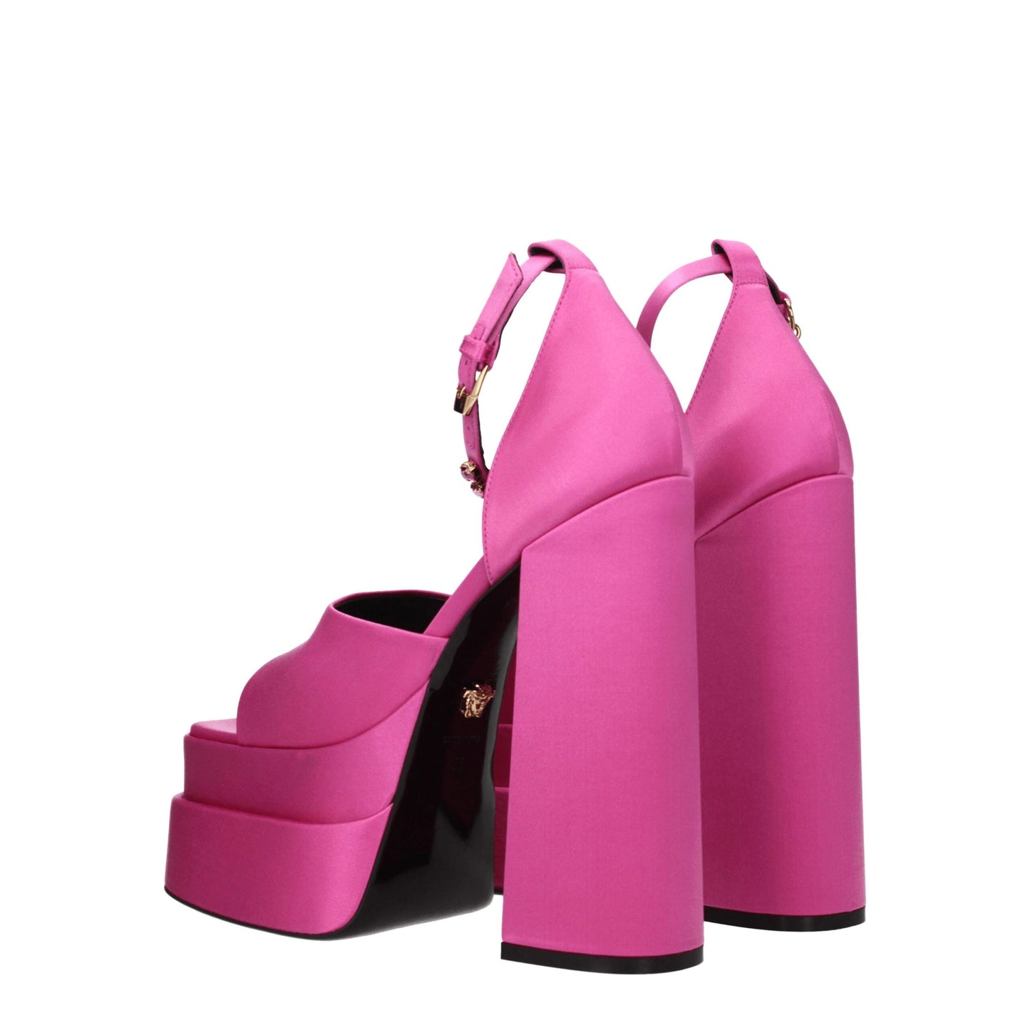 Plateformes en satin rose