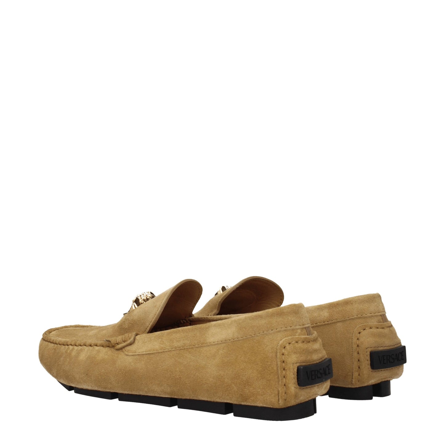 Mocassins à enfiler en cuir beige Versace
