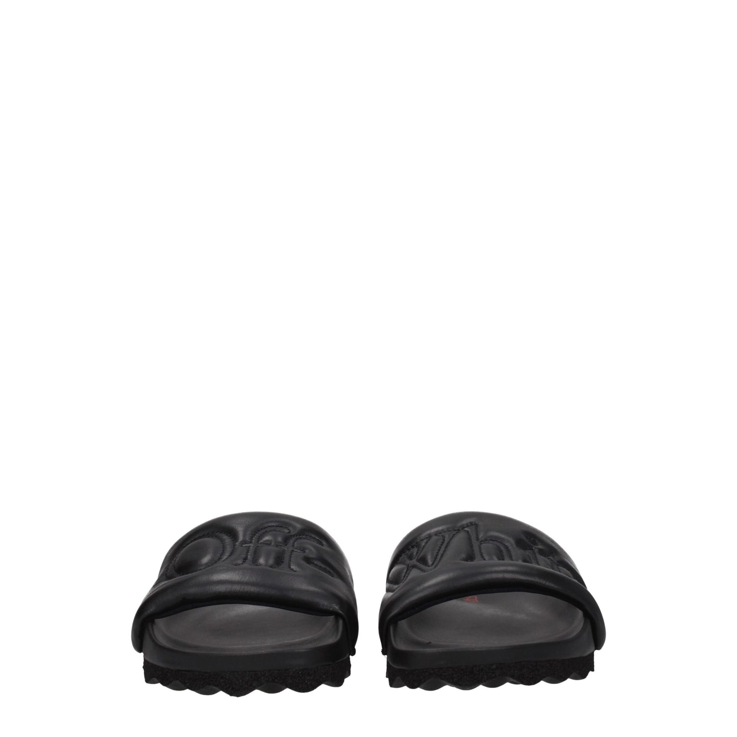 Off-White – Schwarze Leder-Slipper-Sandalen