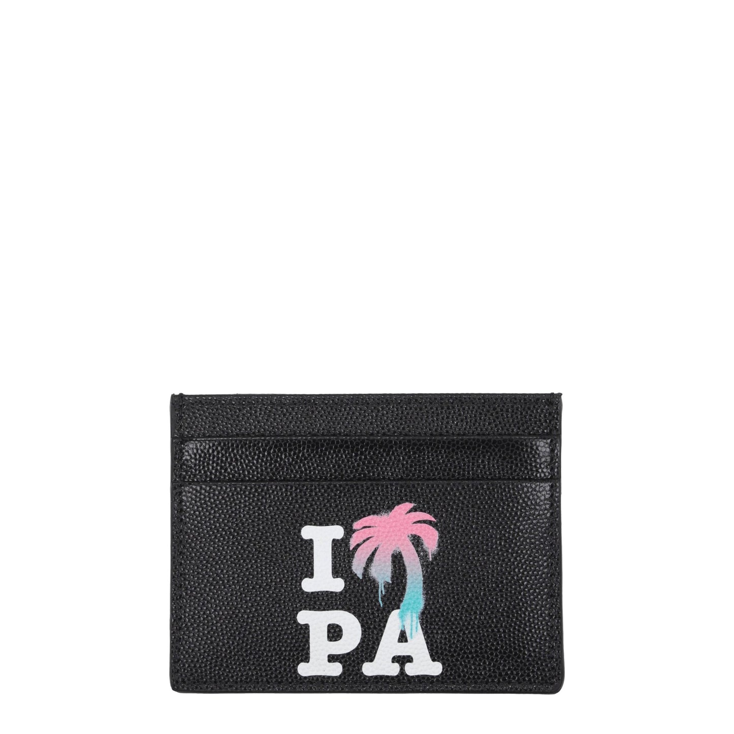 Porte-cartes en cuir noir Palm Angels