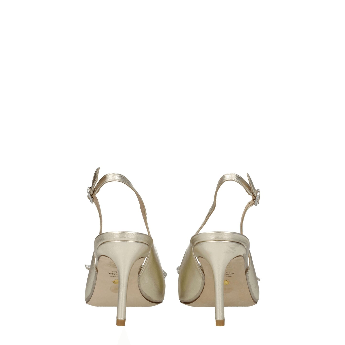 Stuart Weitzman Gold Leather Stiletto Heels Sandals