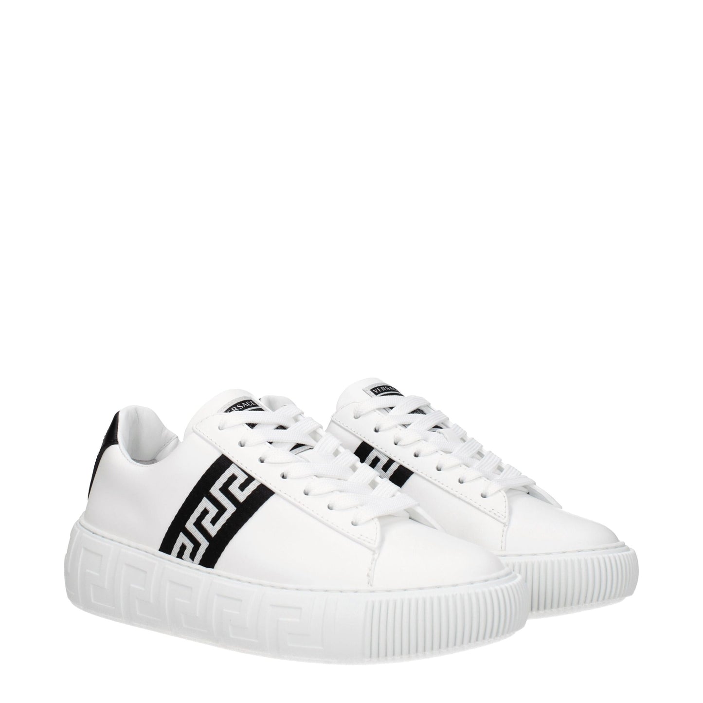Versace Weiße niedrige Lederschuhe