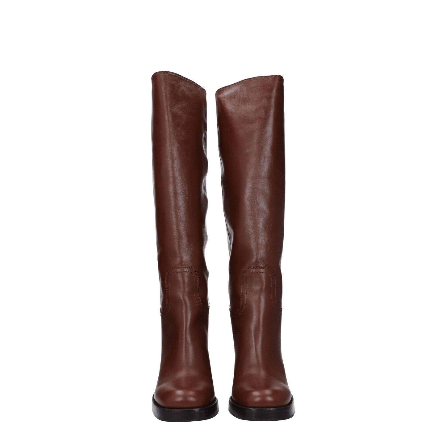 Prada – Braune Lederstiefel mit hohem Absatz