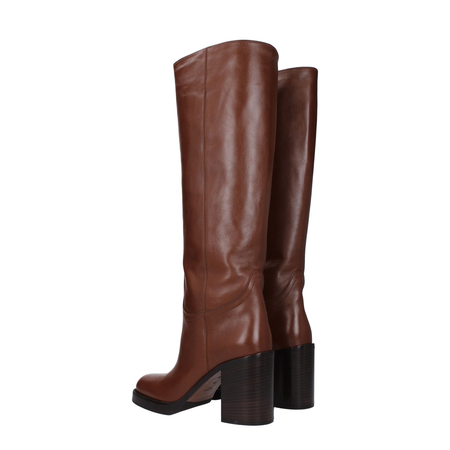 Prada – Braune Lederstiefel mit hohem Absatz