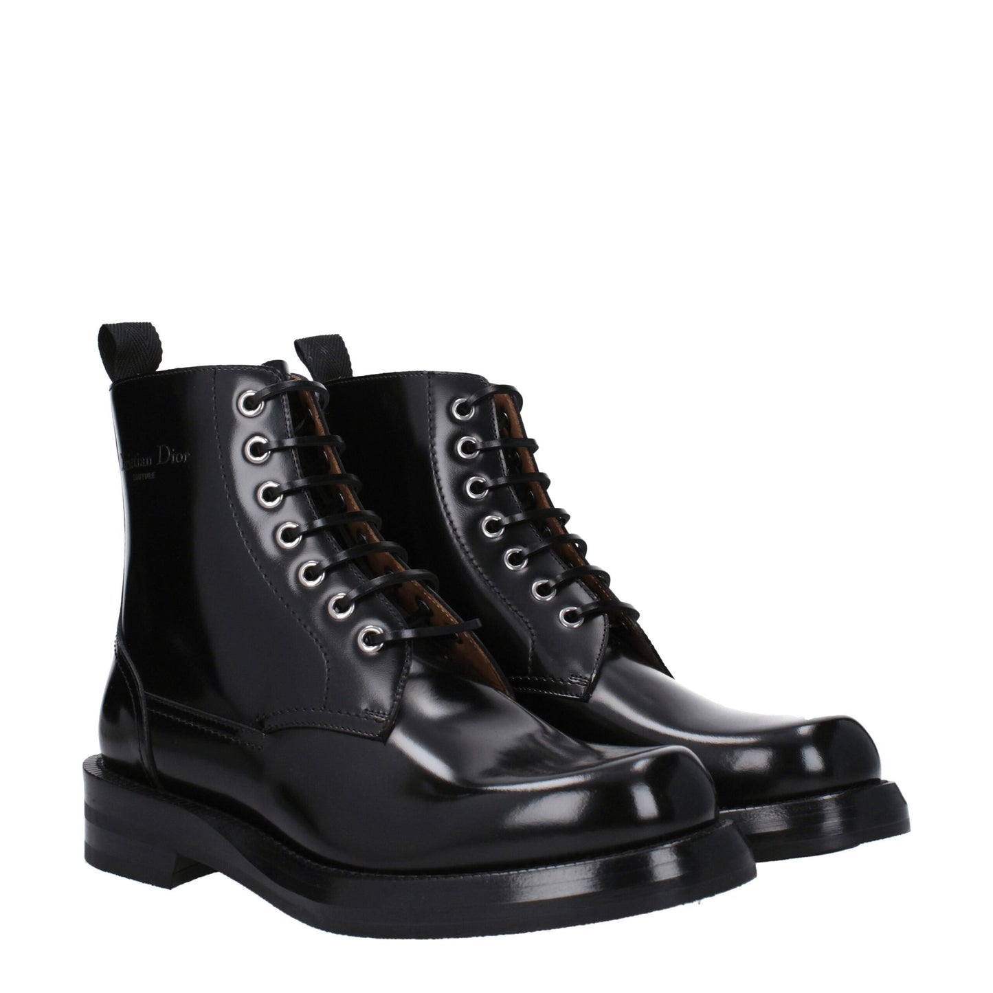 Bottines en cuir noir Christian Dior
