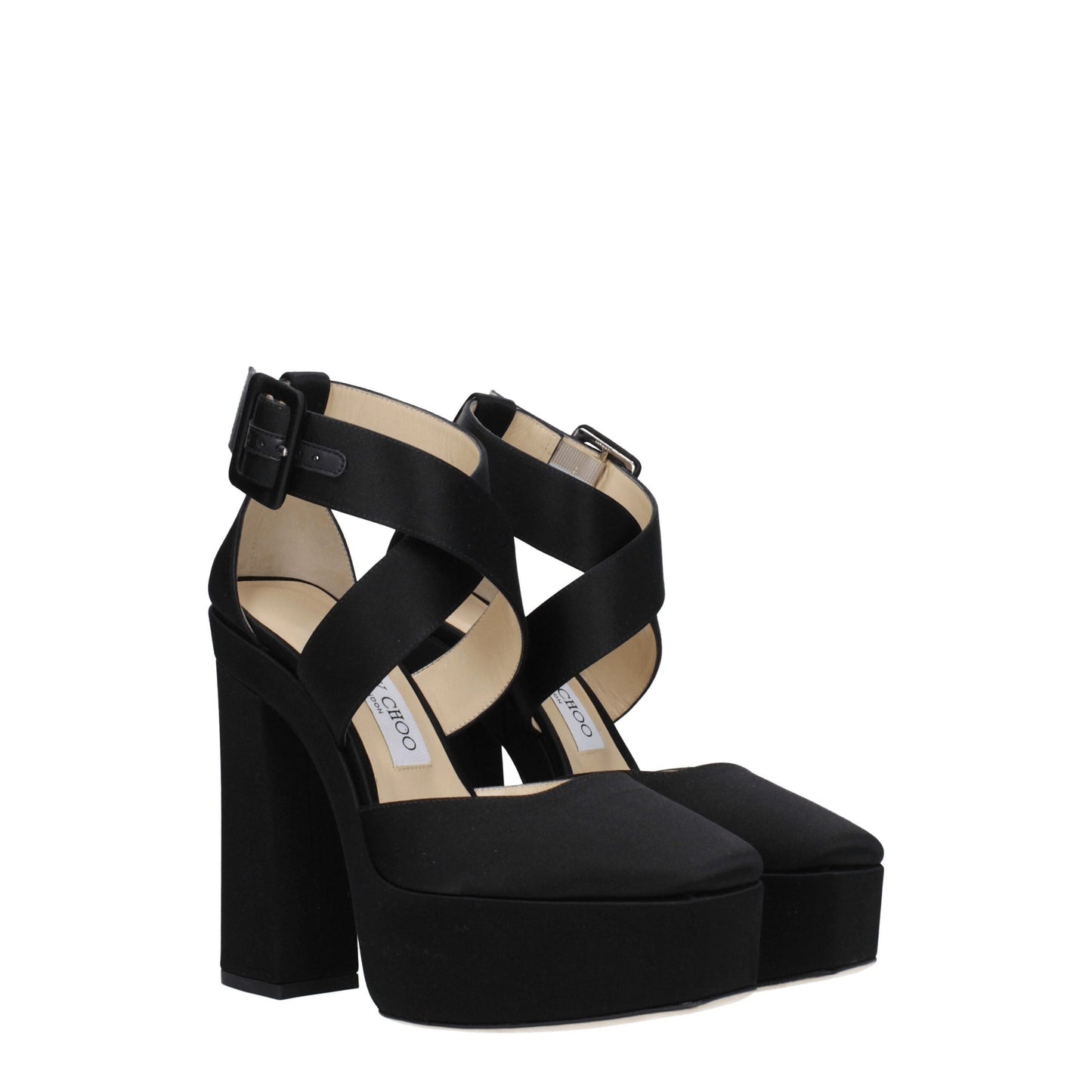 Jimmy Choo Schwarze Satin-Plateaus