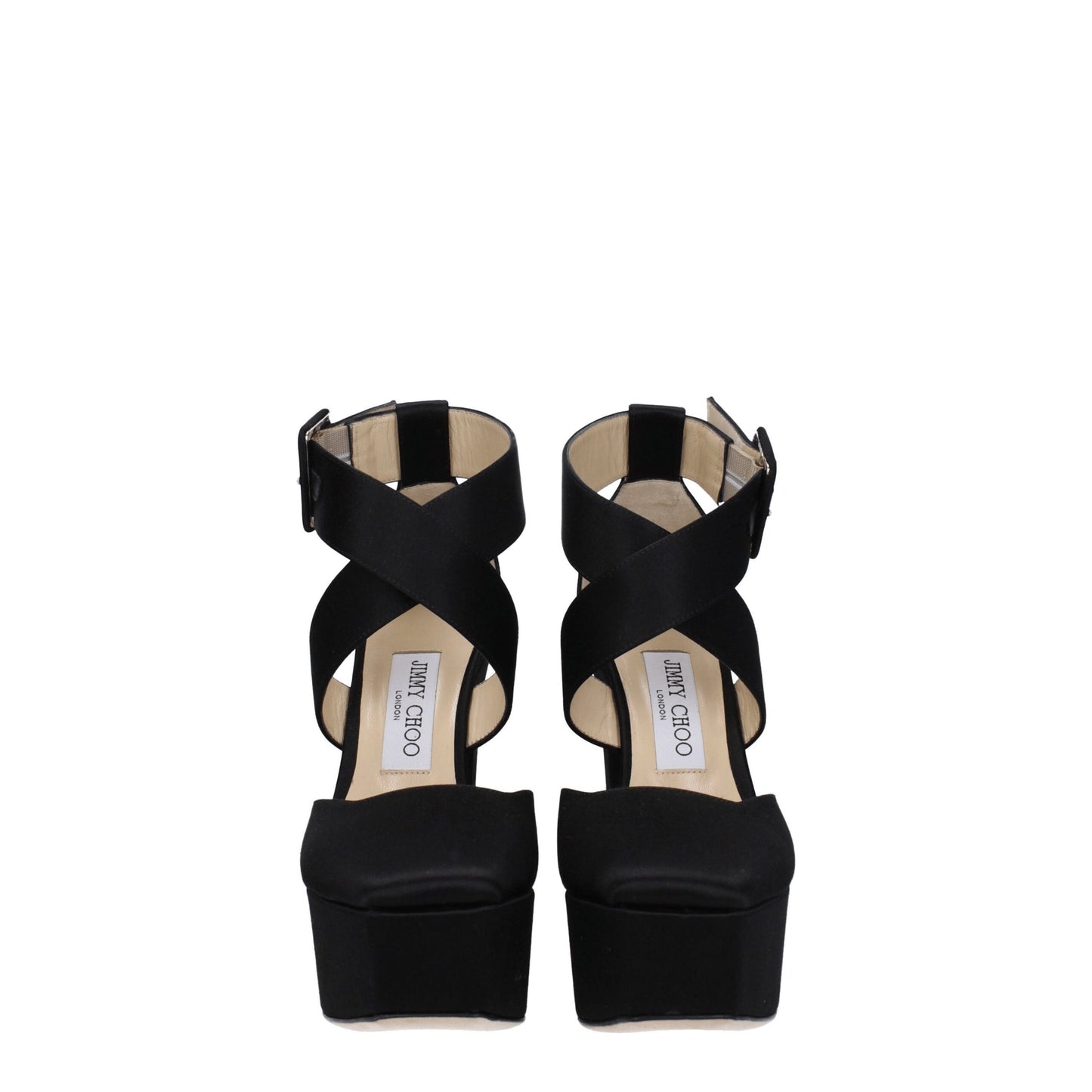 Jimmy Choo Schwarze Satin-Plateaus
