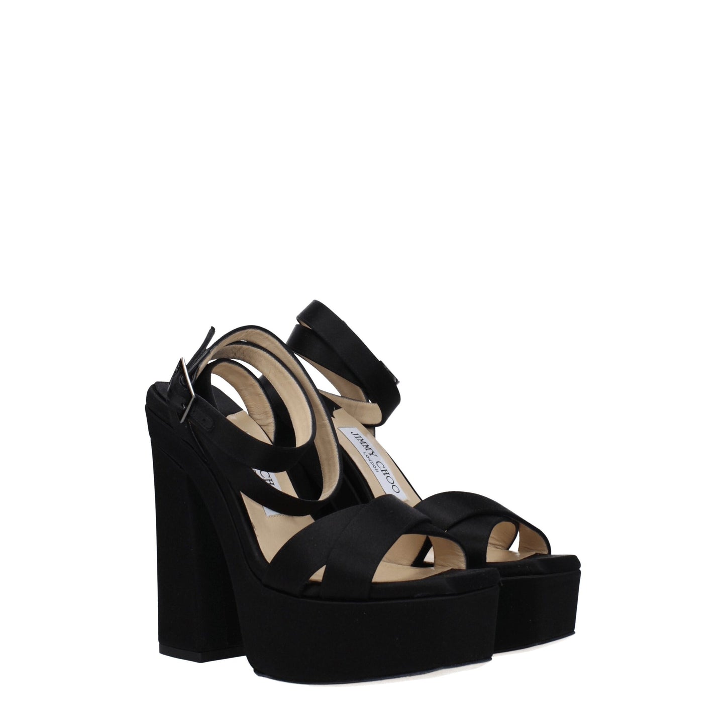 Jimmy Choo Schwarze Satin-Plateaus