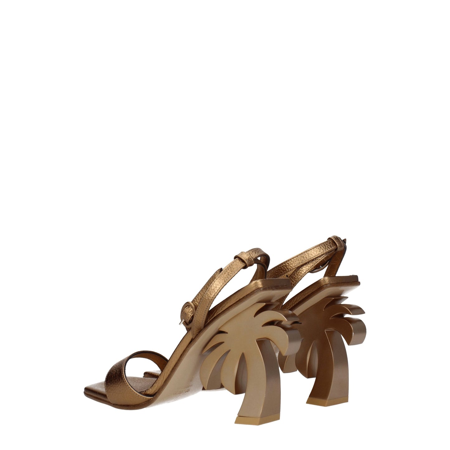 Plateformes en cuir doré Palm Angels