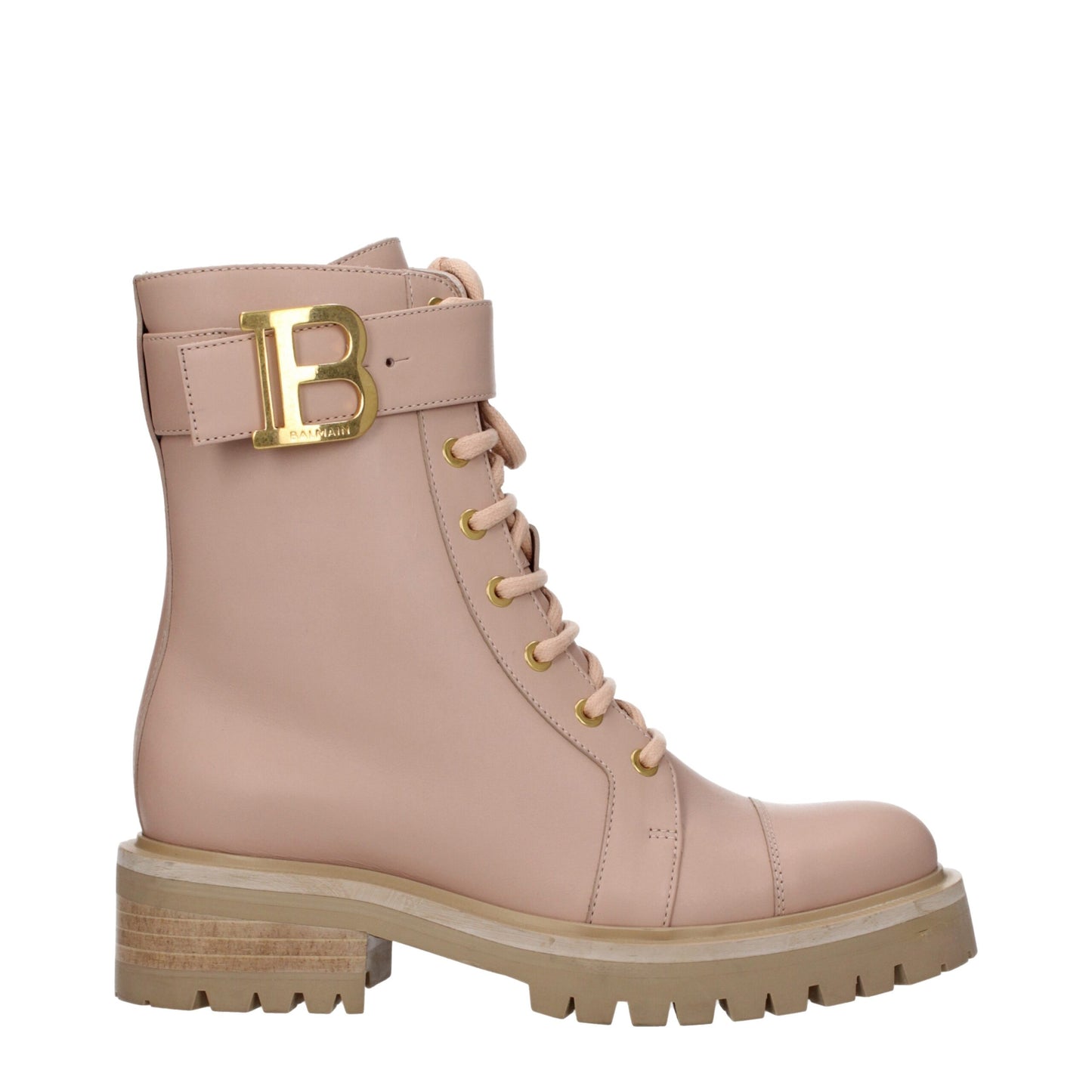 Bottines en cuir beige Balmain