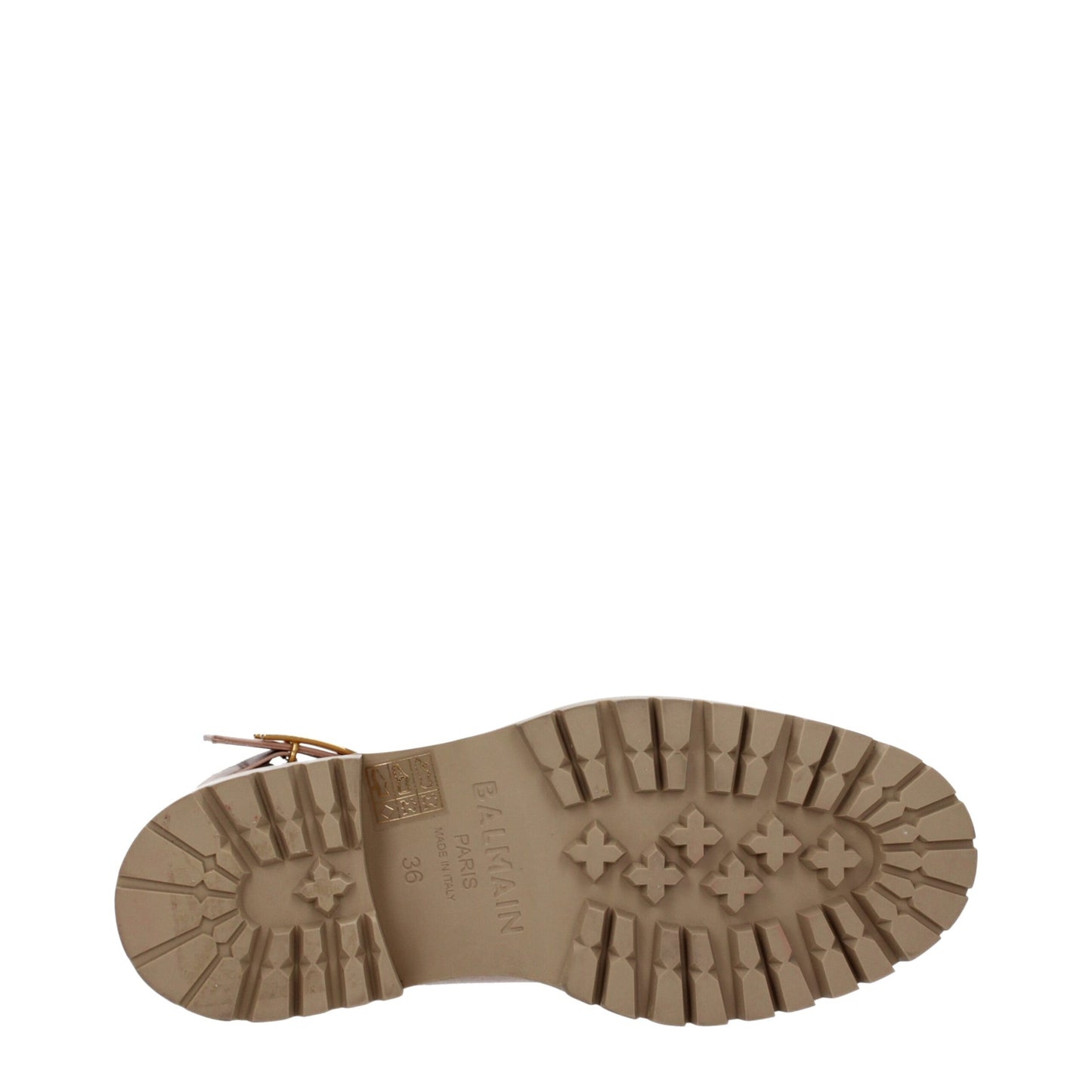 Bottines en cuir beige Balmain