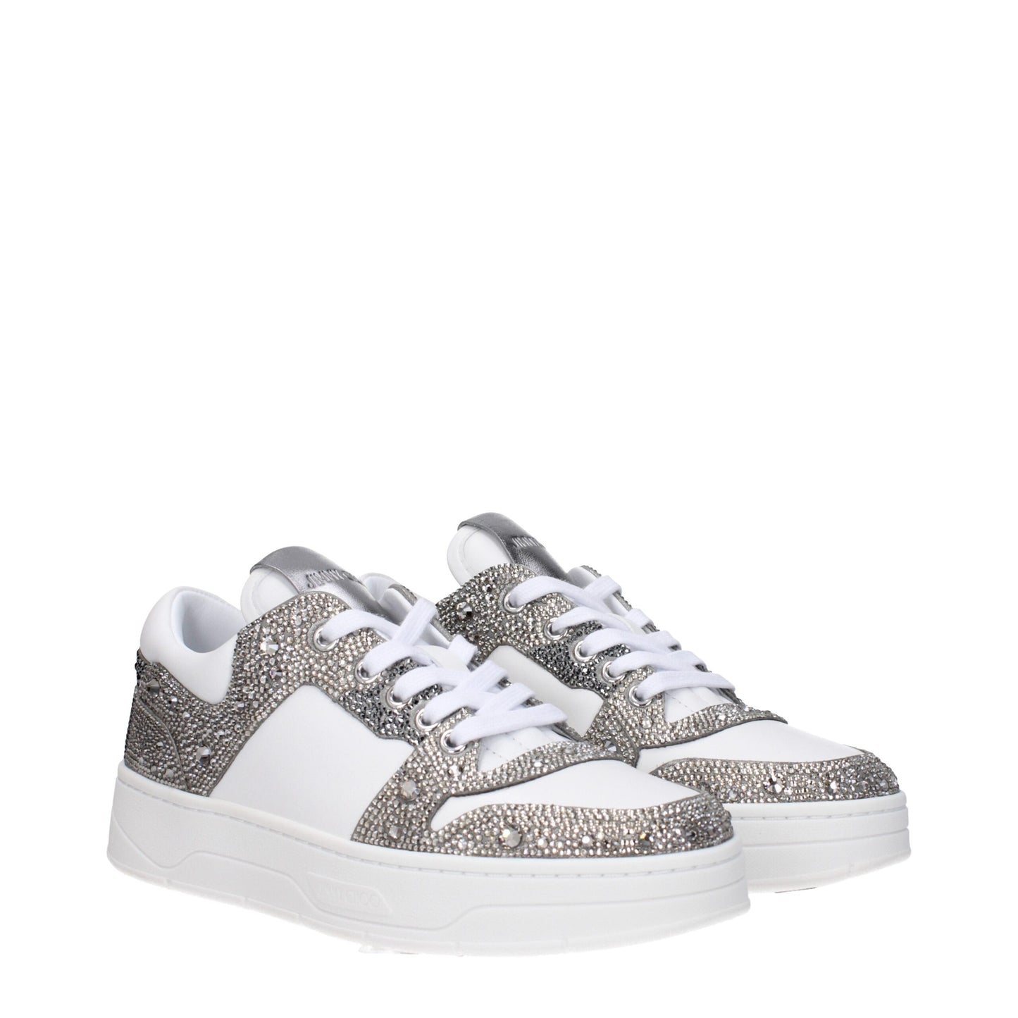 Sneakers en cuir blanc à semelle épaisse