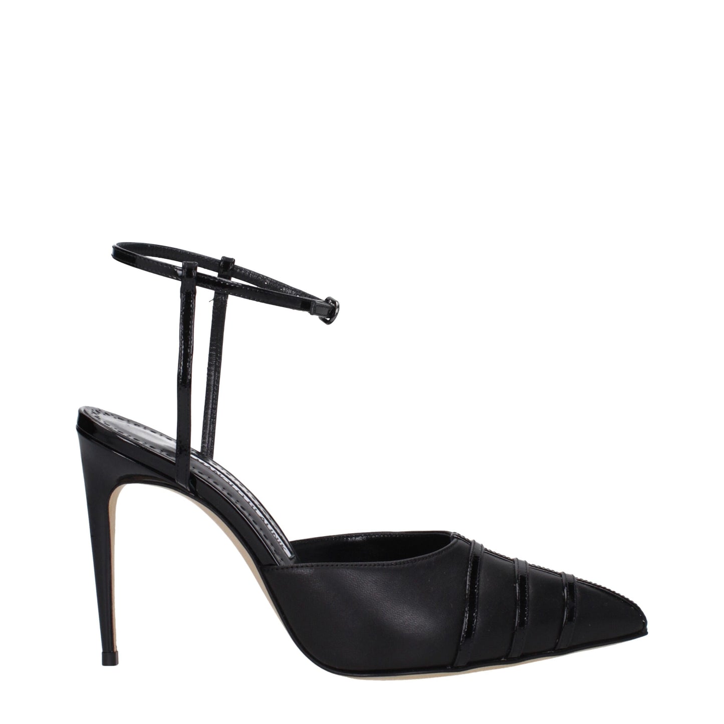 Escarpins à talons hauts en cuir noir Manolo Blahnik