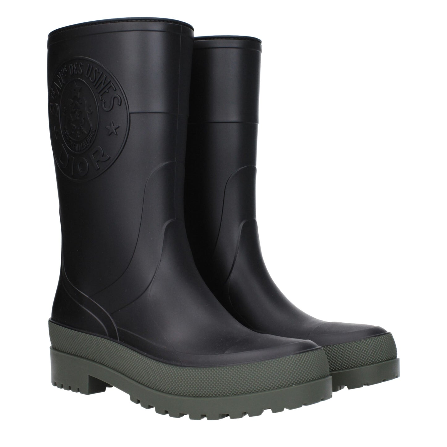 Bottes de pluie en coton noir Christian Dior
