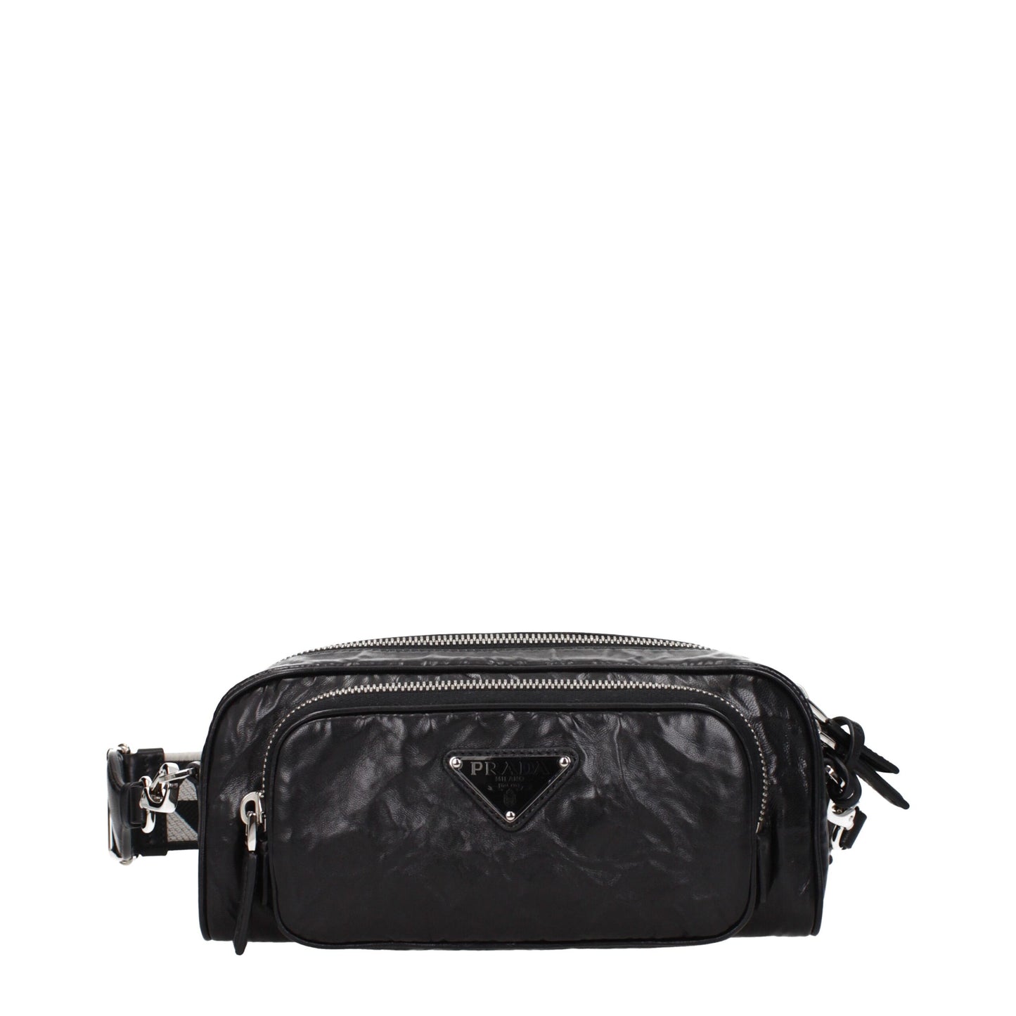 Sacs à bandoulière en cuir noir Prada