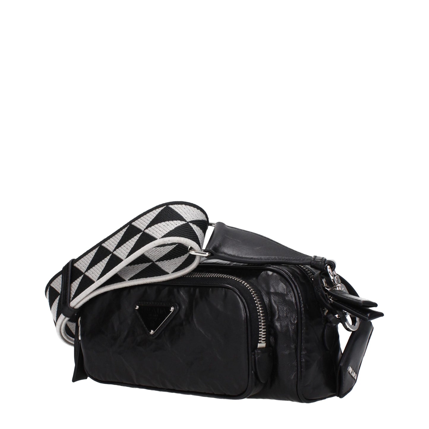 Sacs à bandoulière en cuir noir Prada