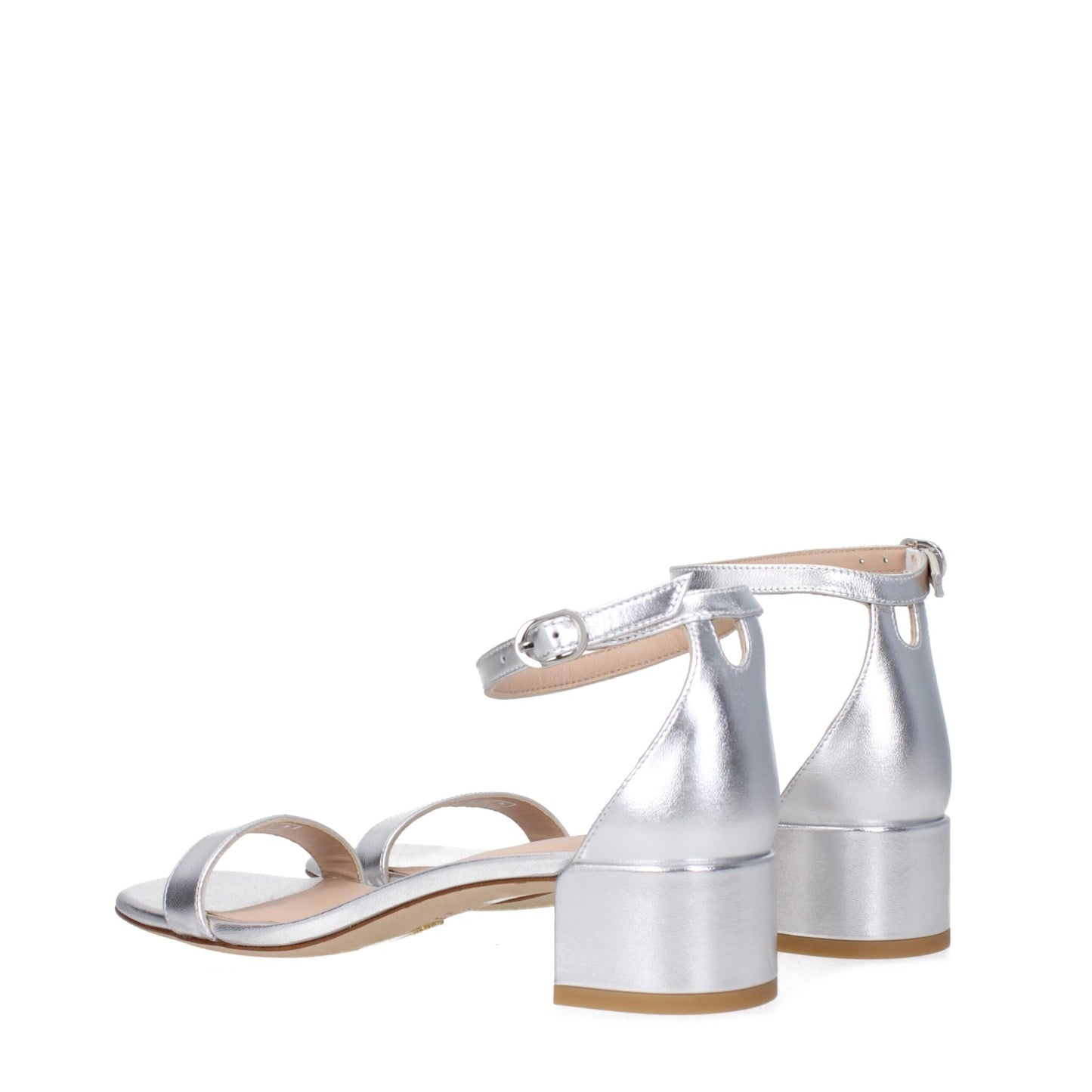 Stuart Weitzman – Flache Sandalen aus grauem Leder