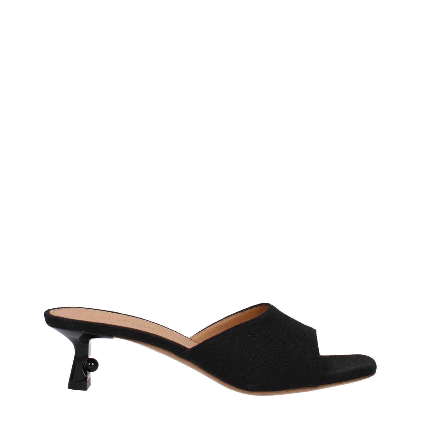 Off-White – Flache Sandalen aus schwarzem Leinen