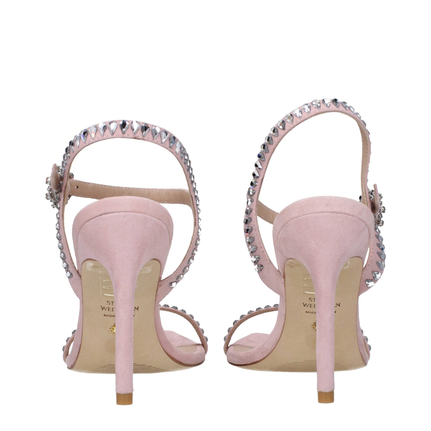 Stuart Weitzman – Rosa Ledersandalen mit Stilettoabsatz